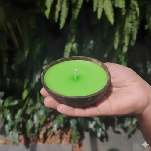 Coconut Shell Green Diya