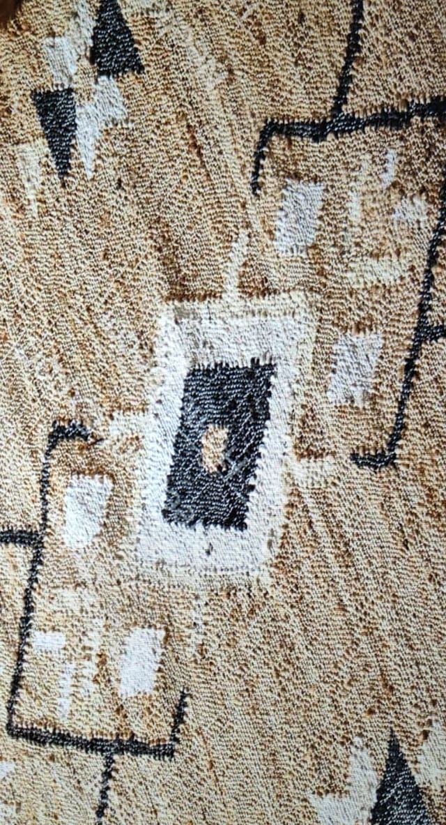 Beige Tribal Motif Handmade Wool Jute Rug