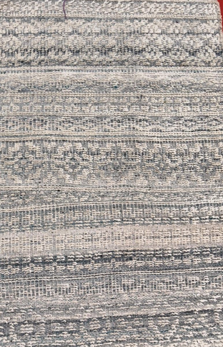 Grey Textured Weave Handmade Woollen Carpet