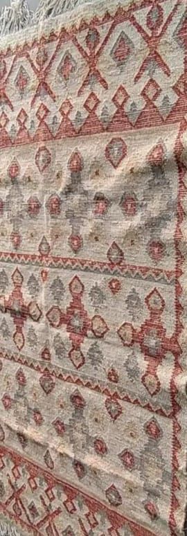 Red Geometric Pattern Handmade Wool Jute Rug