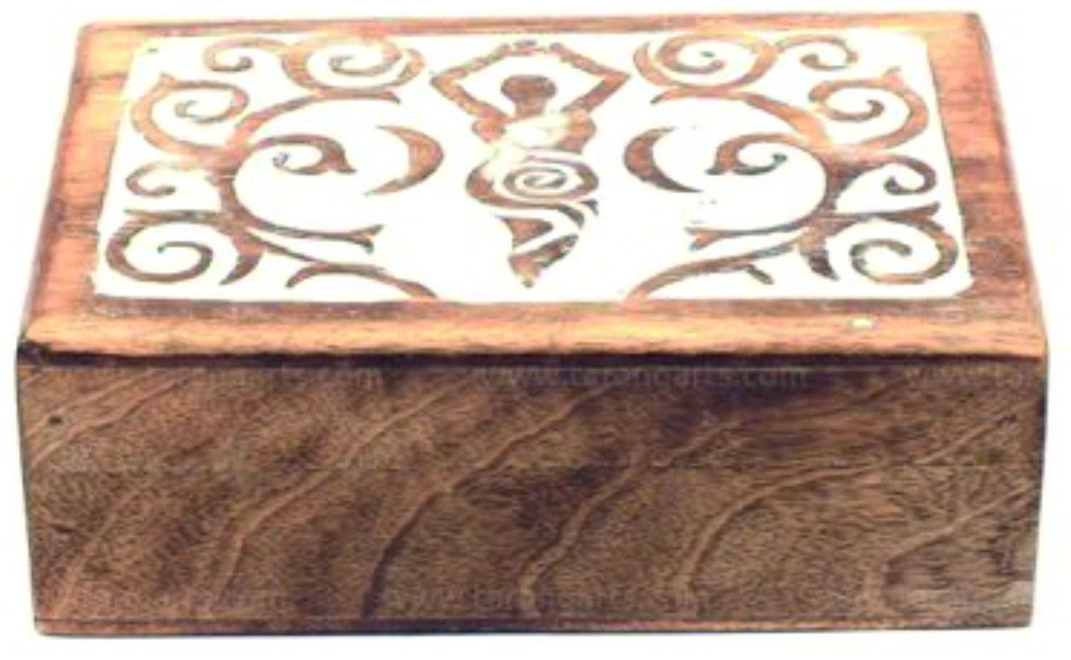 Handcrafted Sheesham Wood Floral Carved Hexagon Case