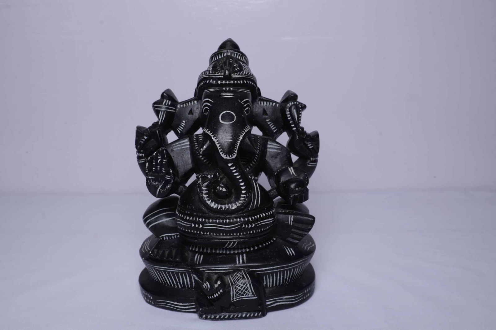 Black Sitting Stone Saraswati Statue