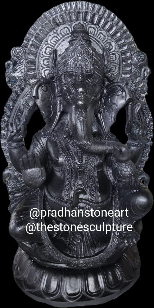 Black Granite Stone Ganesh Statue