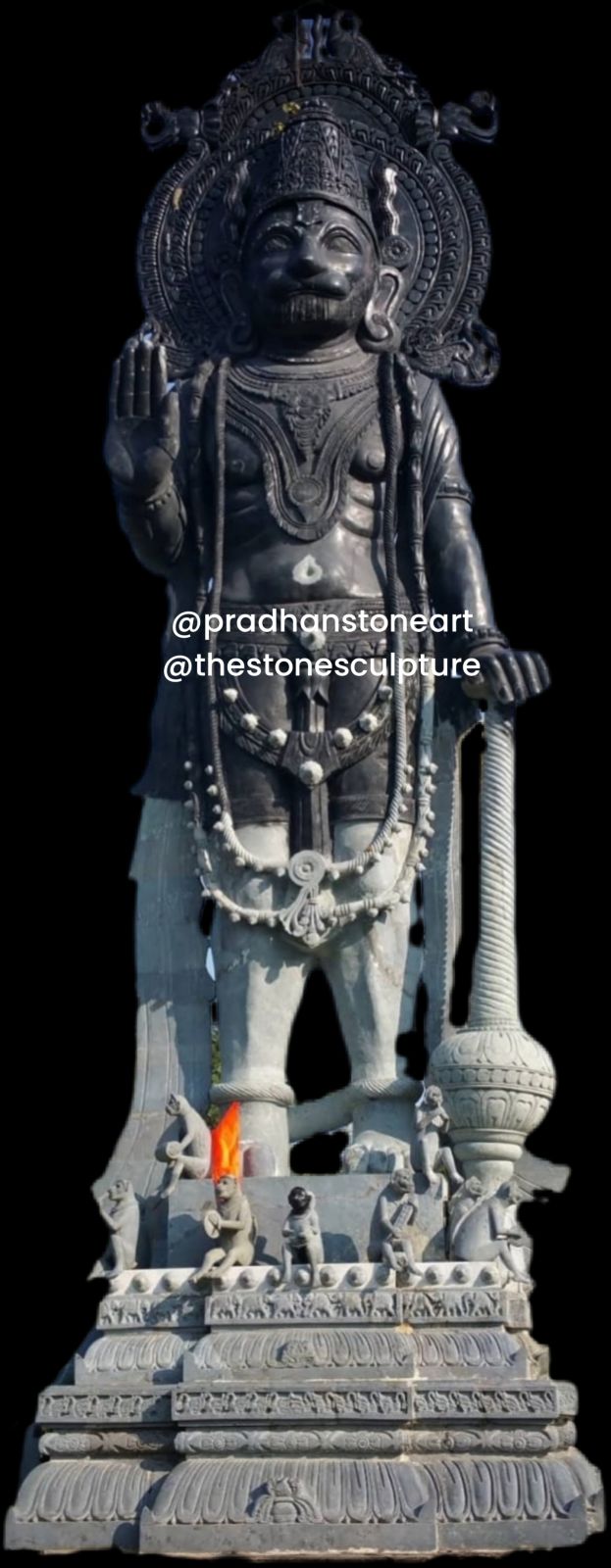 Black Stone Hanuman Statue