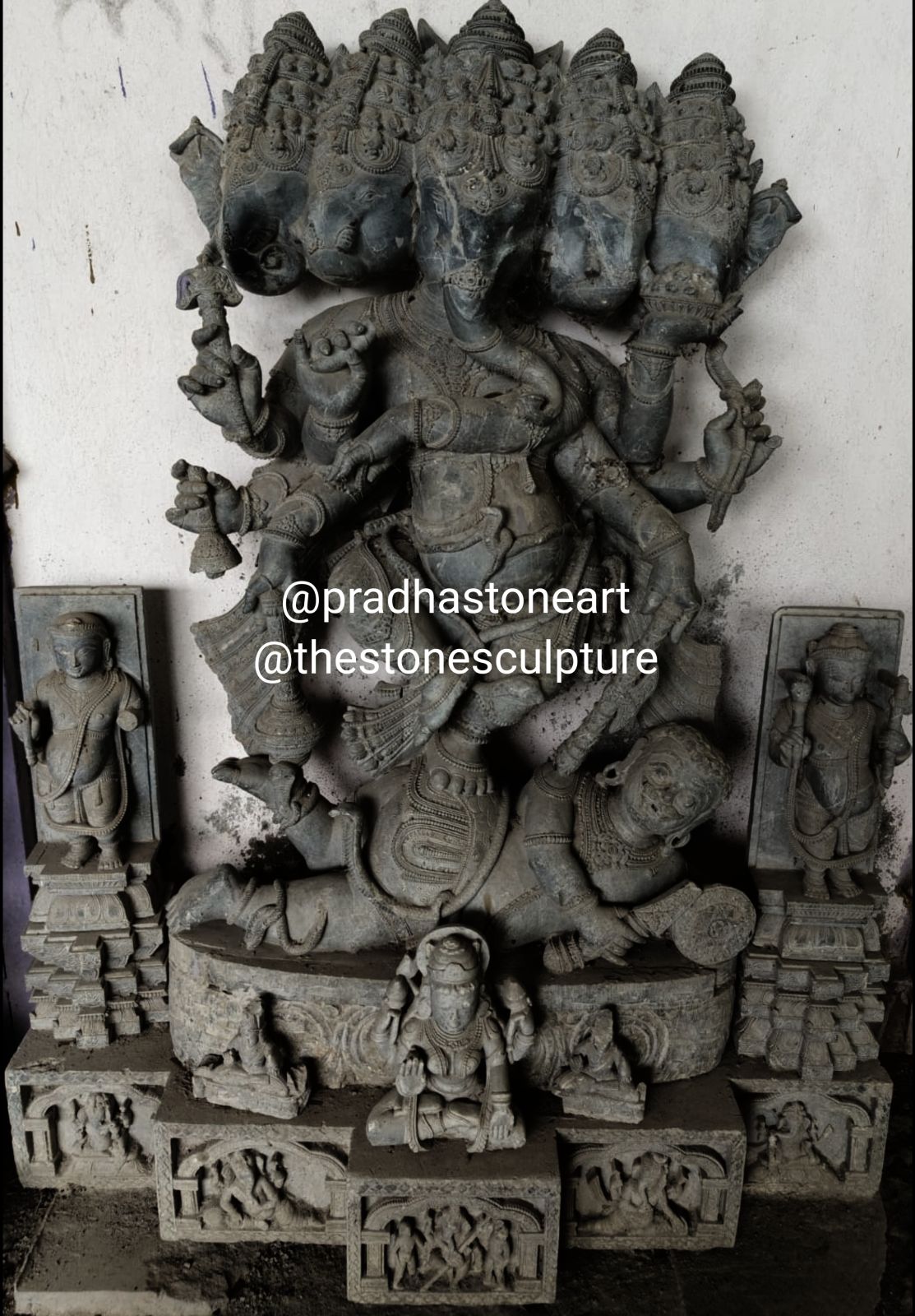 Black Natraj Ganesha Stone Statue