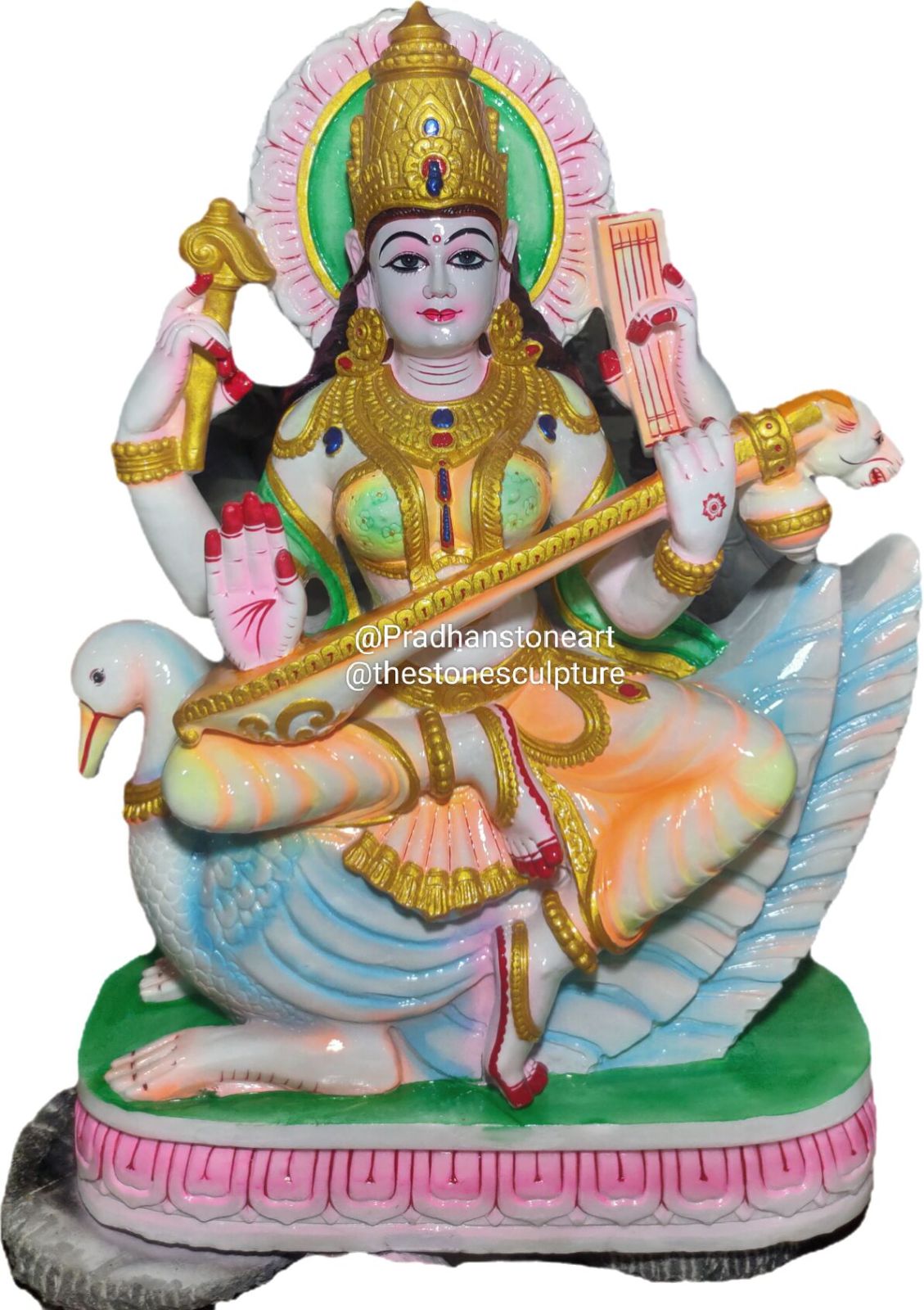 Sitting Marble Saraswati Statue