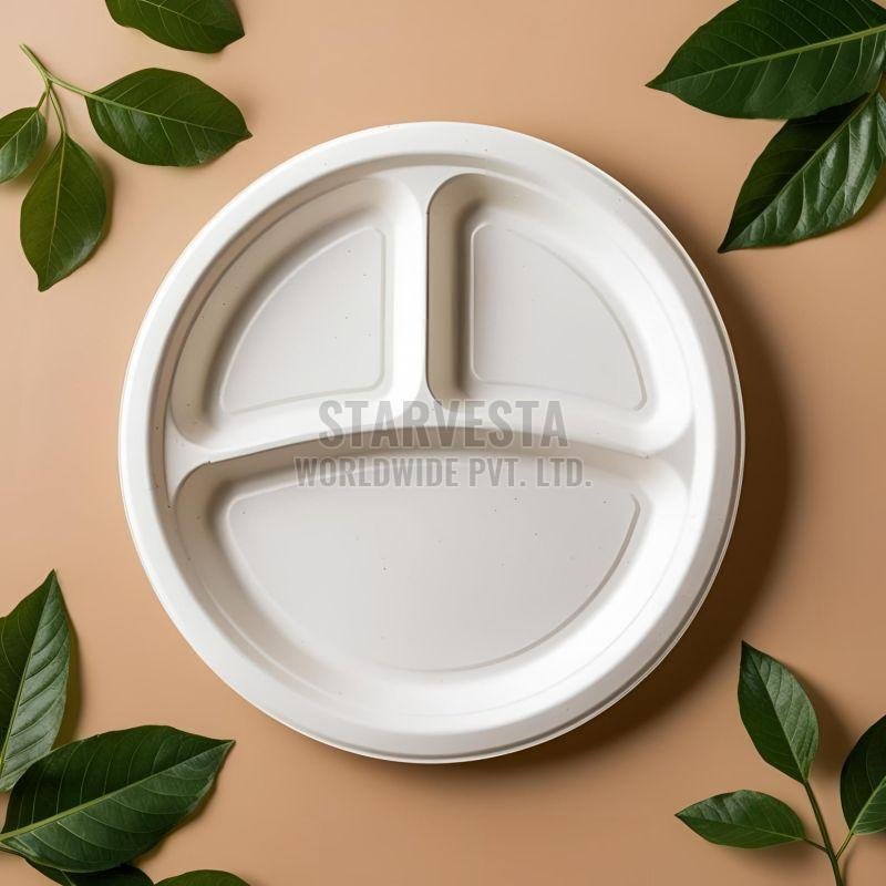 Sugarcane Bagasse Disposable Compartment Plates