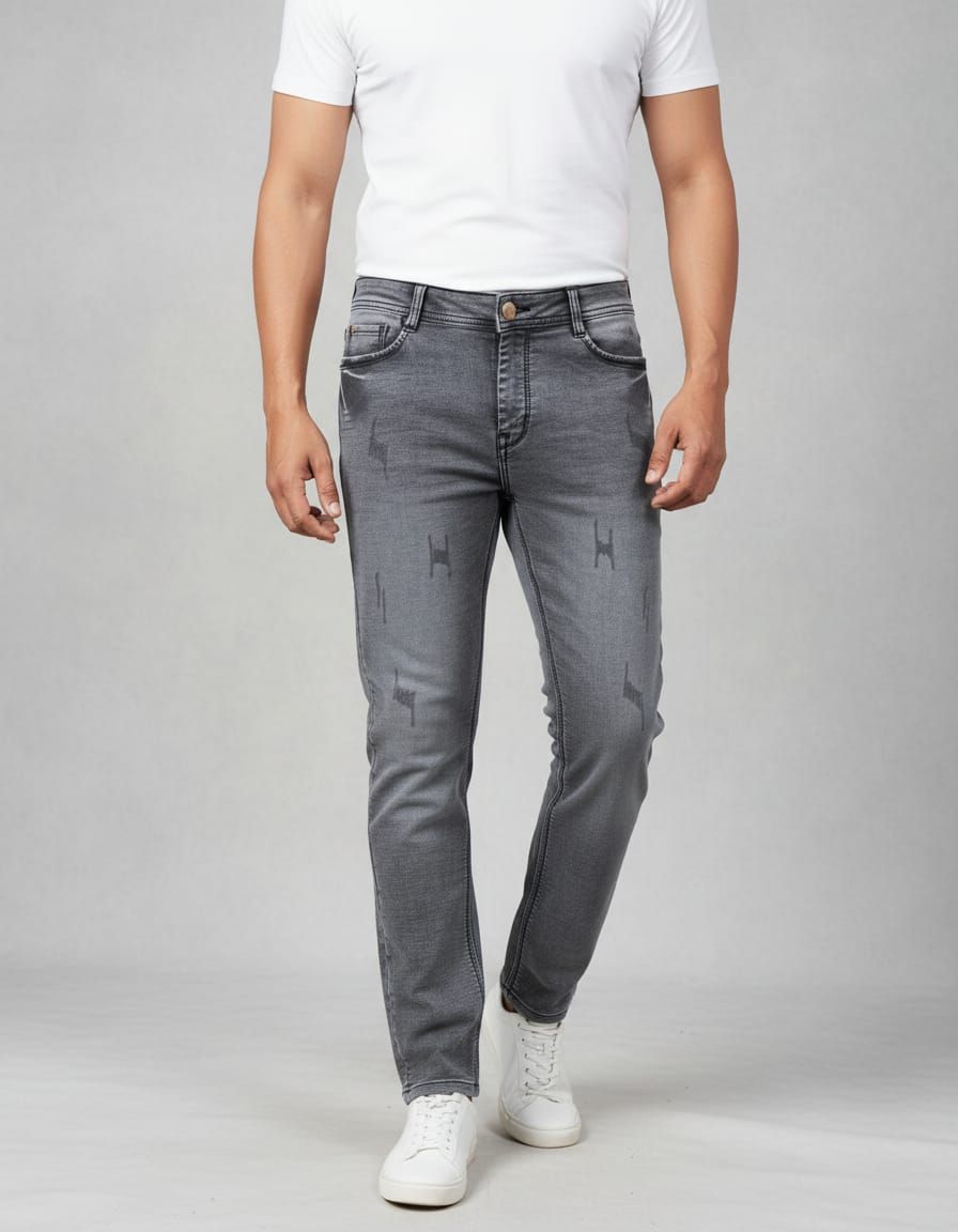 Mens Grey Denim Jeans