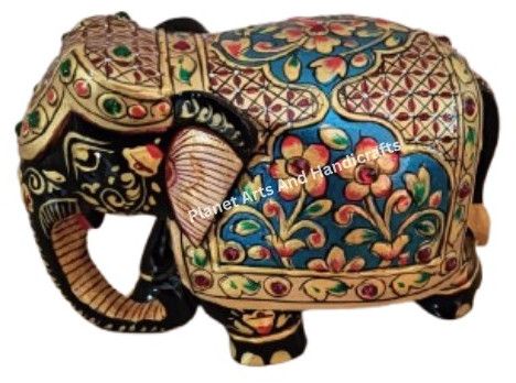 Wooden Handicraft Embossed Elephant Showpiece