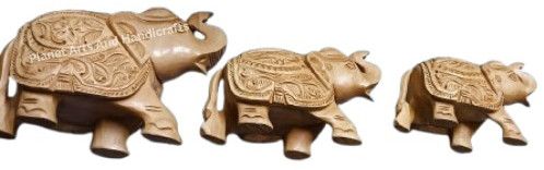 Wooden Handicraft Elephant Showpiece Set