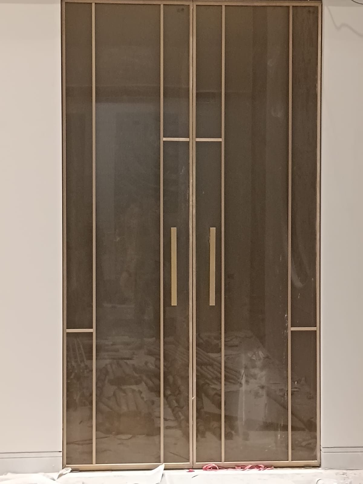 Fabric Glass Profile Brush Gold Swing Door