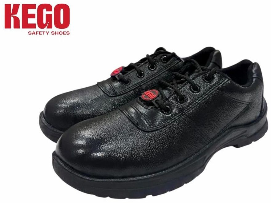 Kego Black Leather Industrial Safety Shoes