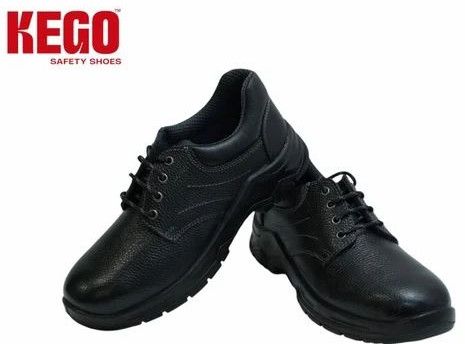 Kego Black Lightweight Leather Industrial Safety Shoes