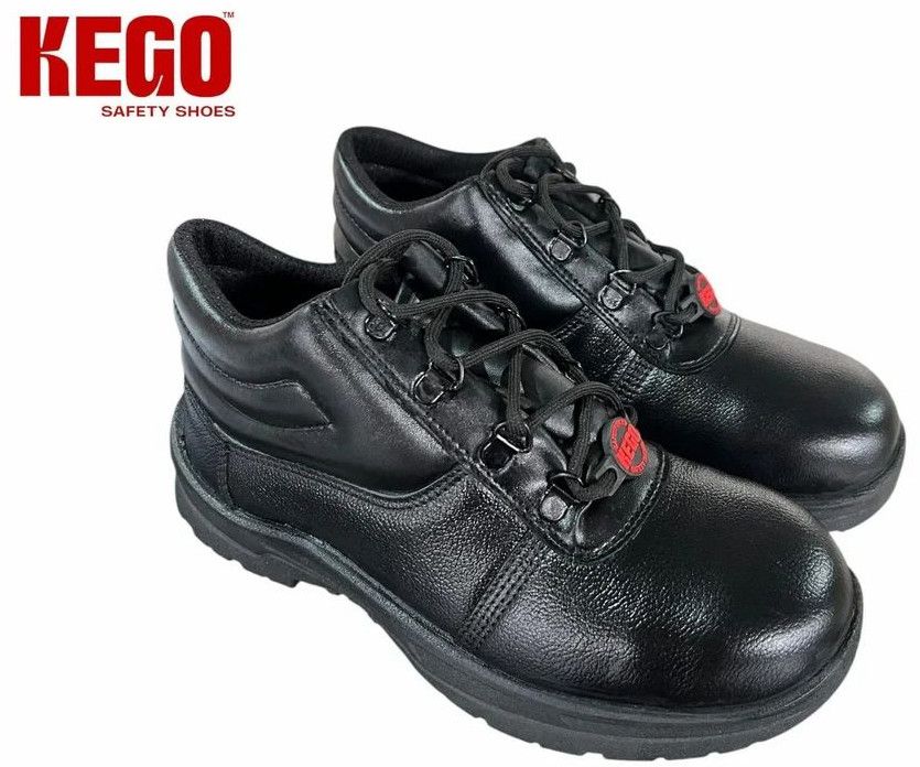 Kego KG-PVL-1003 Black Leather PVC Metal Toe Safety Shoes
