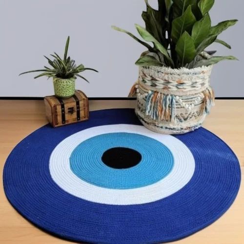 Blue Handmade Cotton Rug