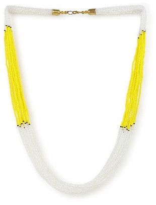 Yellow White Layer Beaded Necklace