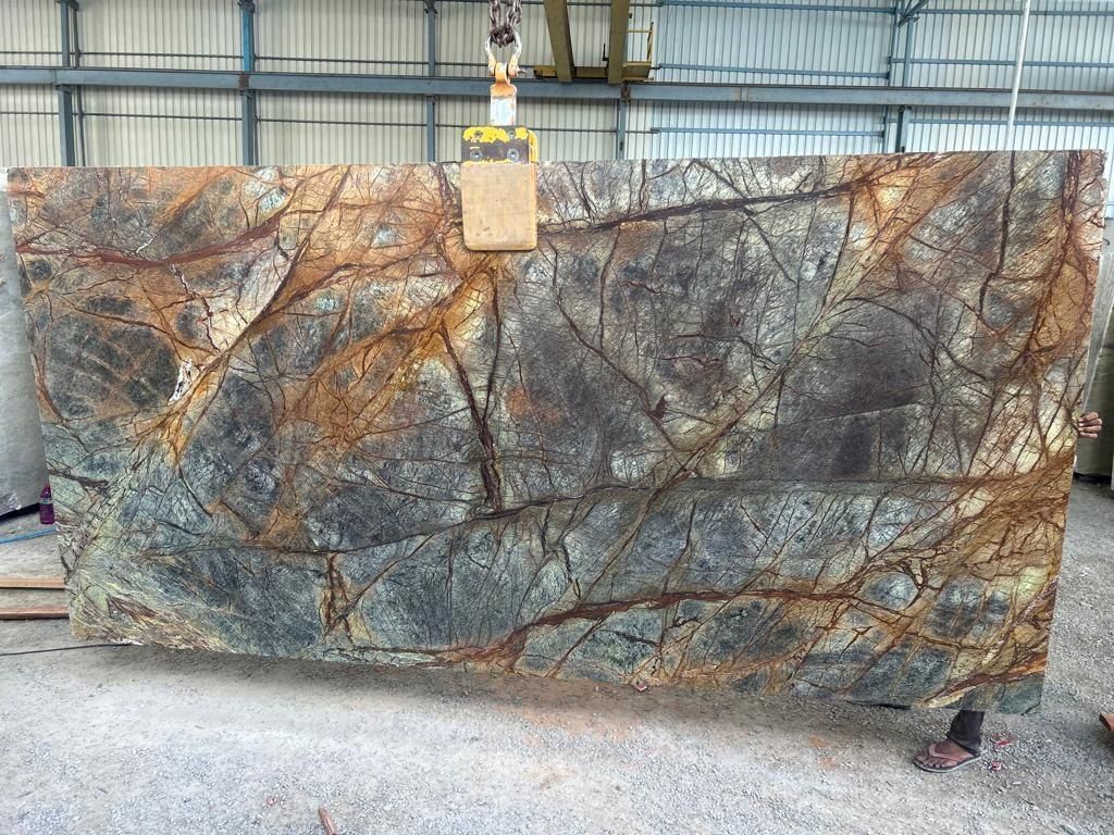 Grey Rainforest Brown Marble Slab