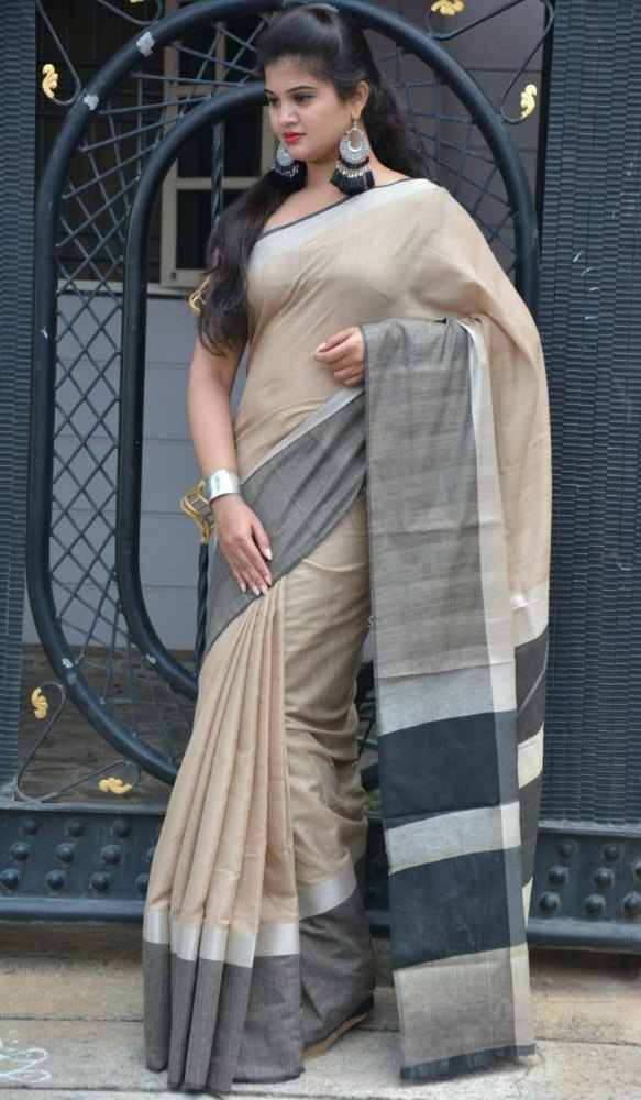 Women Linen Handloom Saree