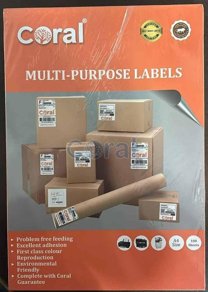 Coral A4 Multiple Purpose Self Adhesive Label