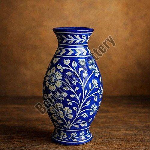 Decorative Blue Pottery Ceramic Flower Vase