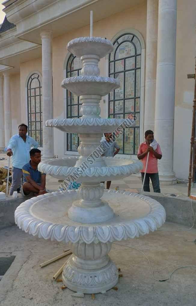11 Feet White Sandstone Fountain
