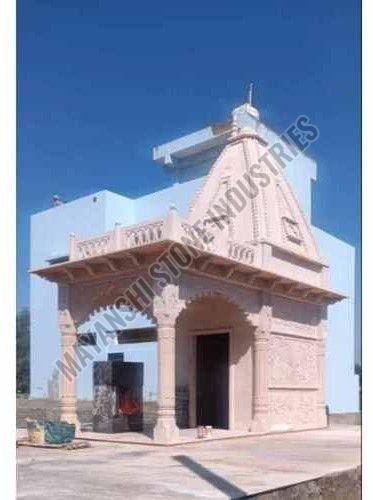 23 Feet Pink Sandstone Temple