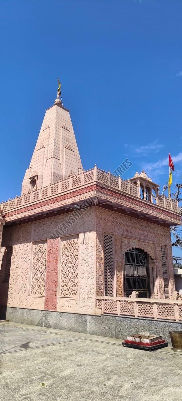 Pink Sandstone Luxury Carved Temple