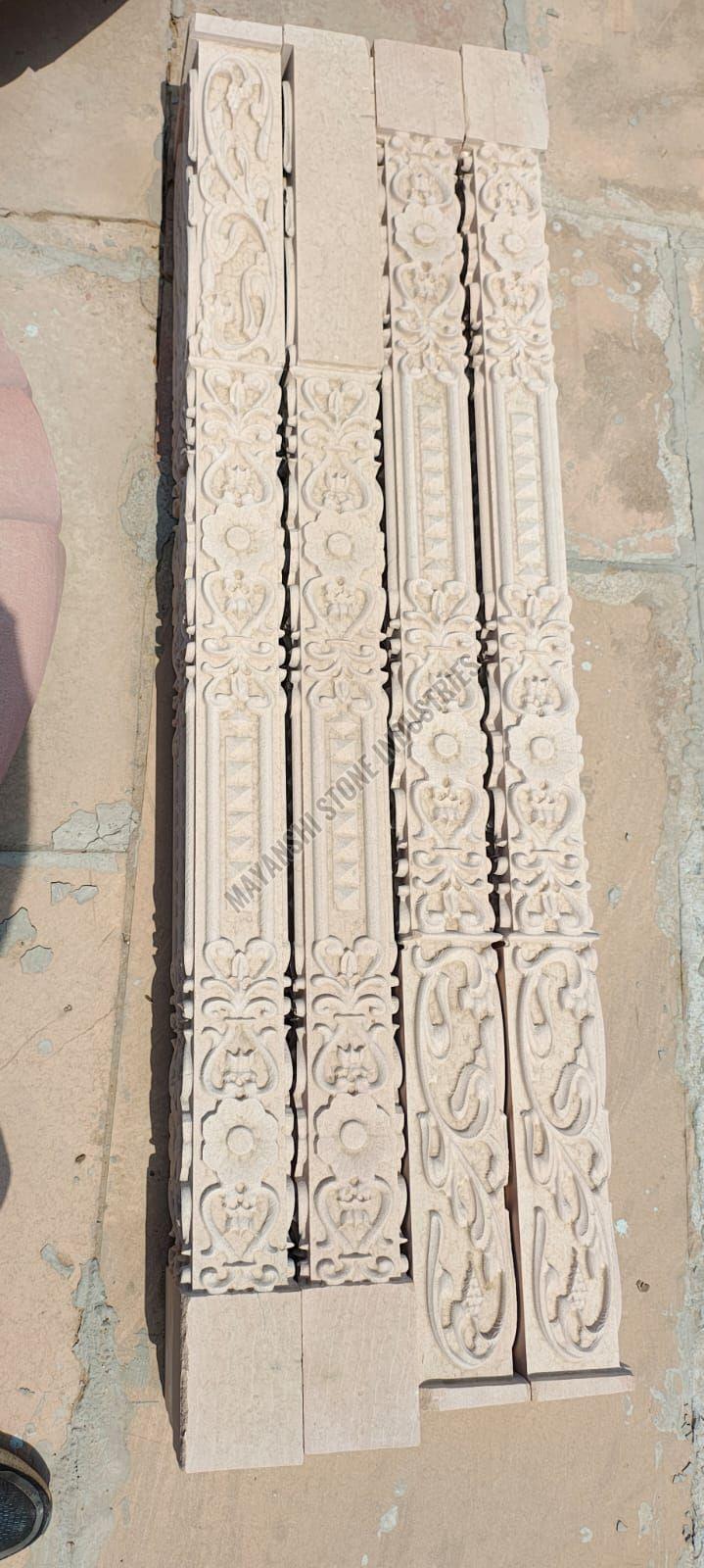 Red Sandstone Hand Carved Temple Pillar