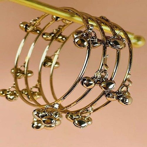 Antique Gold Plated Ghungroo Design Bangle Set