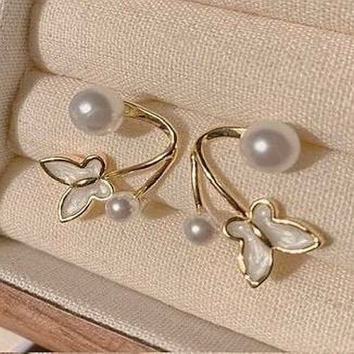 Artificial Gold Plated Butterfly Stud Earrings