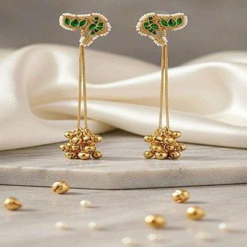 Kashmiri Gold Plated Zinc Drop and Dangle Earrings