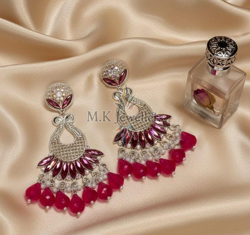 Ladies Rani Pink Designer Drop Earrings