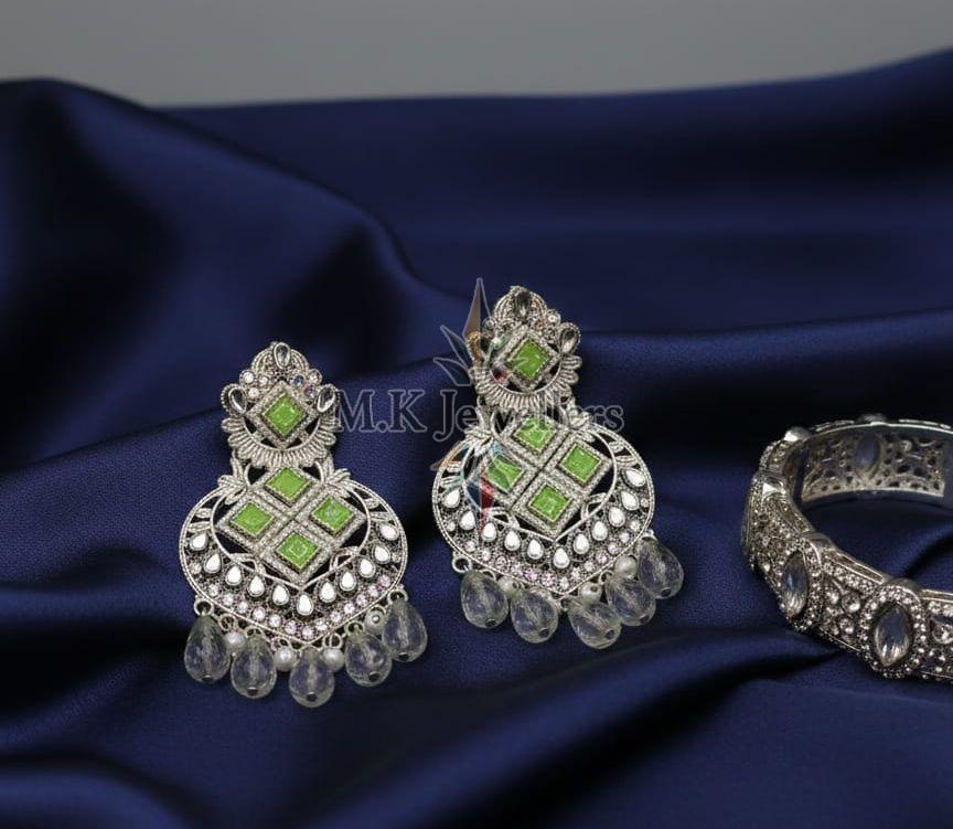 Ladies Silver Plated Designer Drop Earrings