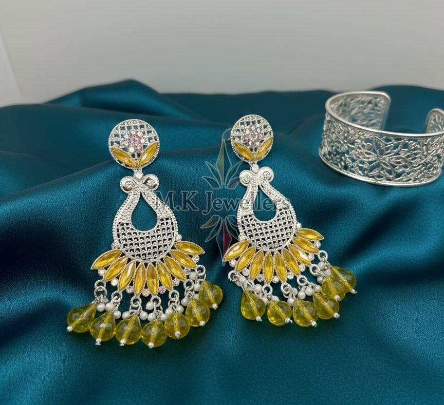 Ladies Yellow Designer Drop Earrings
