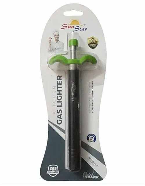 Sun Star Black Grip Stainless Steel Lighter