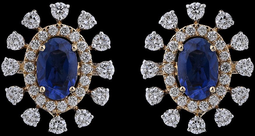 18k Gold Contemporary Diamond Cluster Studs