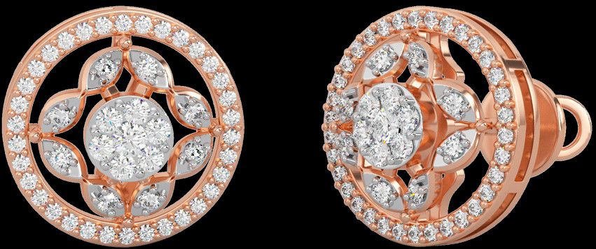 18k Gold Contemporary Round Diamond Cluster Studs