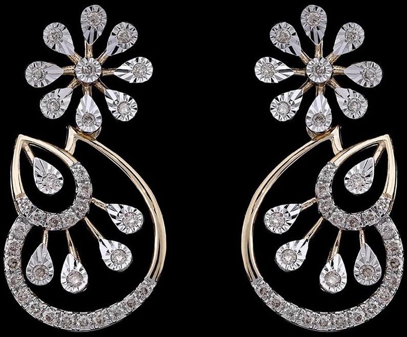 18k Gold Interlocking Diamond Link Earrings