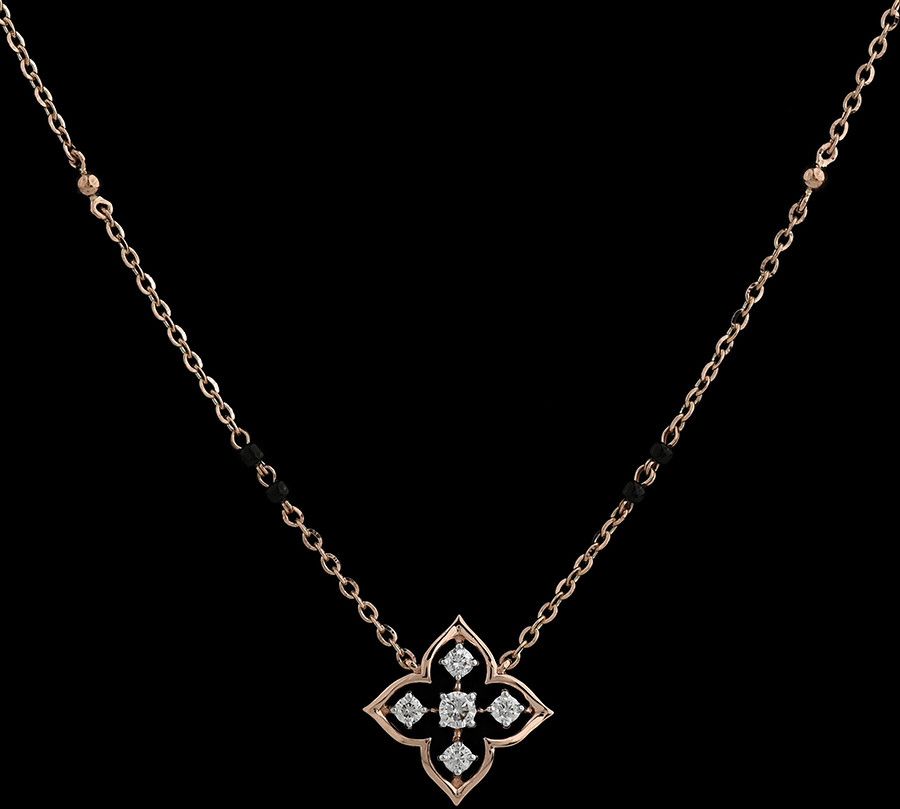 18K Gold Minimalist Five Diamond Mangalsutra