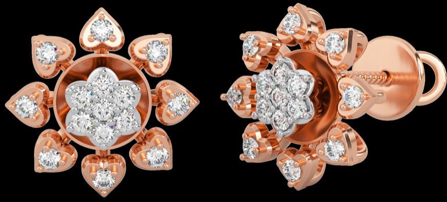 18k Gold Simple Everyday Solitaire Style Diamond Studs