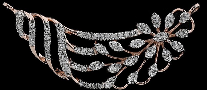 18k Rose Gold Circular Pattern Diamond Mangalsutra