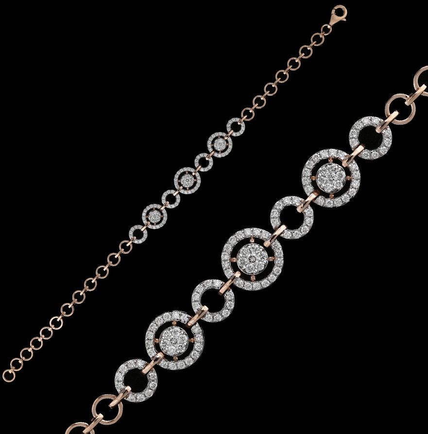18k Rose Gold Interlocking Circle Diamond Bracelet