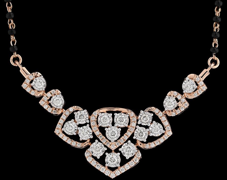 18K Rose Gold Ornate Diamond Heavy Mangalsutra