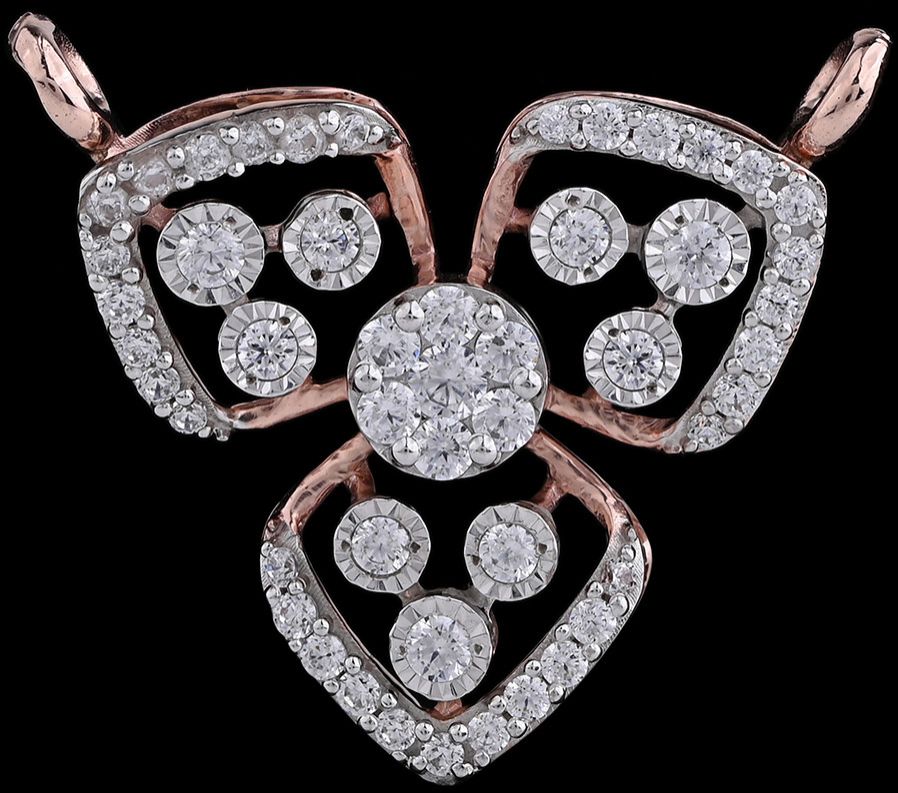 18k Rose Gold Single Line Curved Diamond Mangalsutra