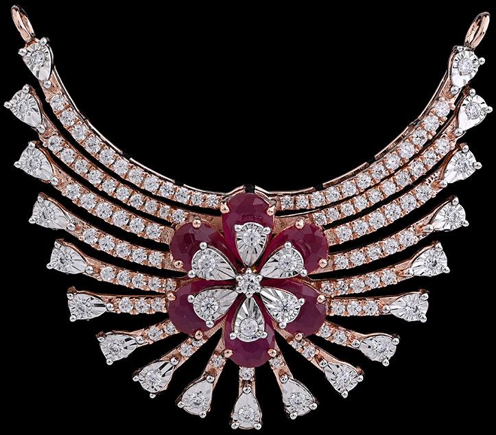 18k Rose Gold V Shaped Delicate Diamond Mangalsutra