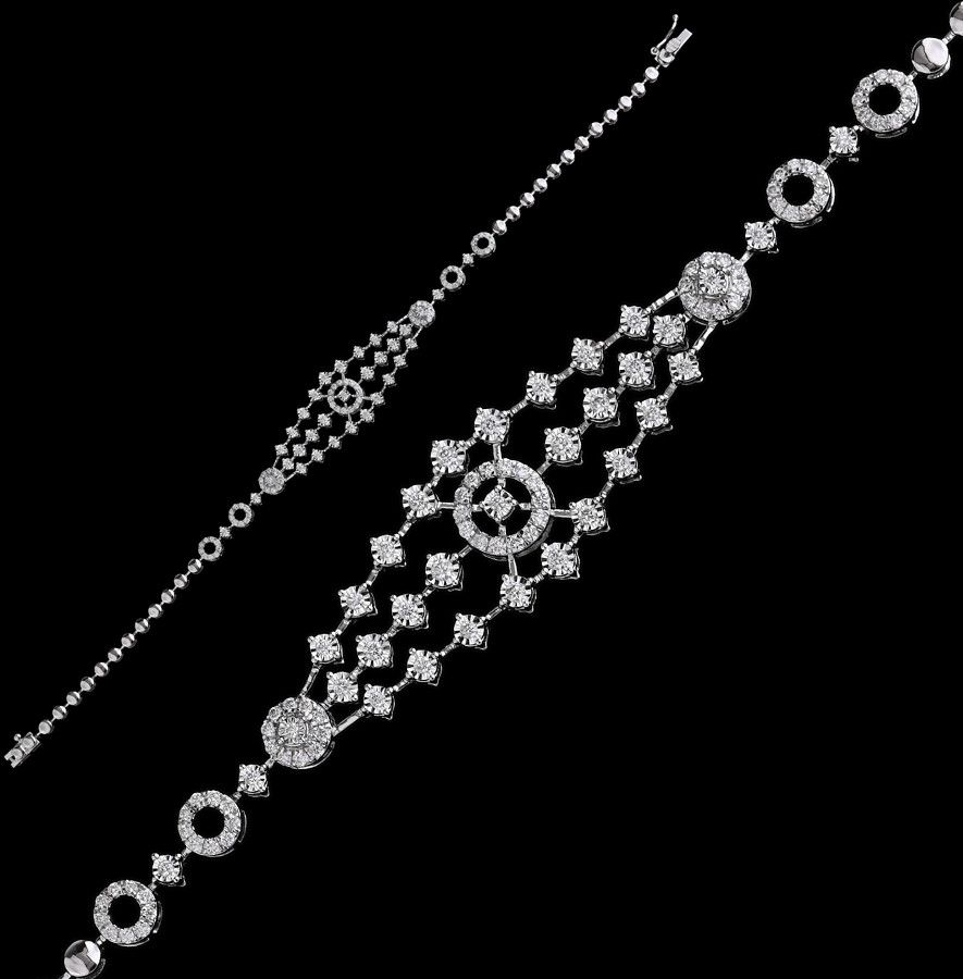 18k White Gold Tiered Diamond Lattice Bracelet