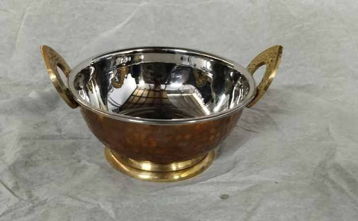 Stainless Steel Brass Hammered Kadai