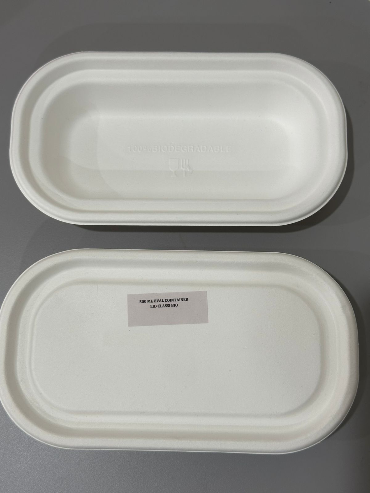 500 Ml Oval Sugarcane Bagasse Food Container with Lid