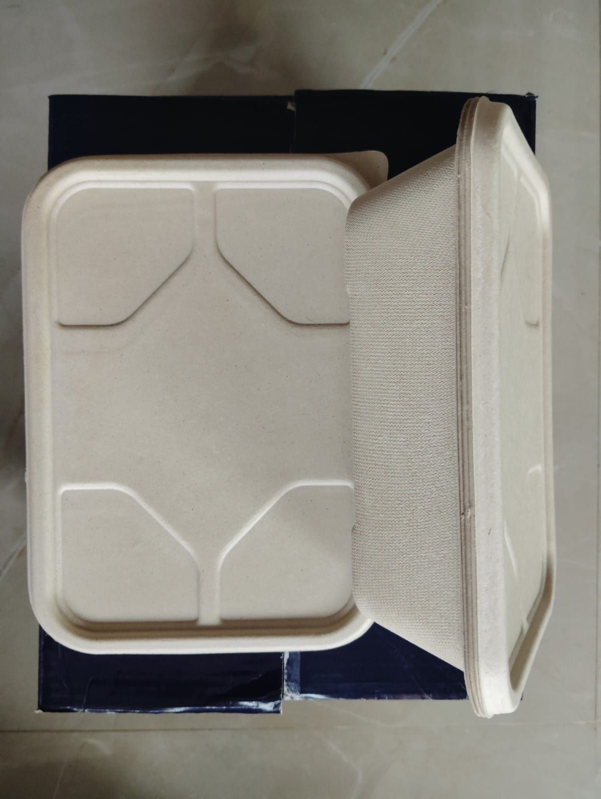 Sugarcane Bagasse Rectangular Meal Packing Box with Lid