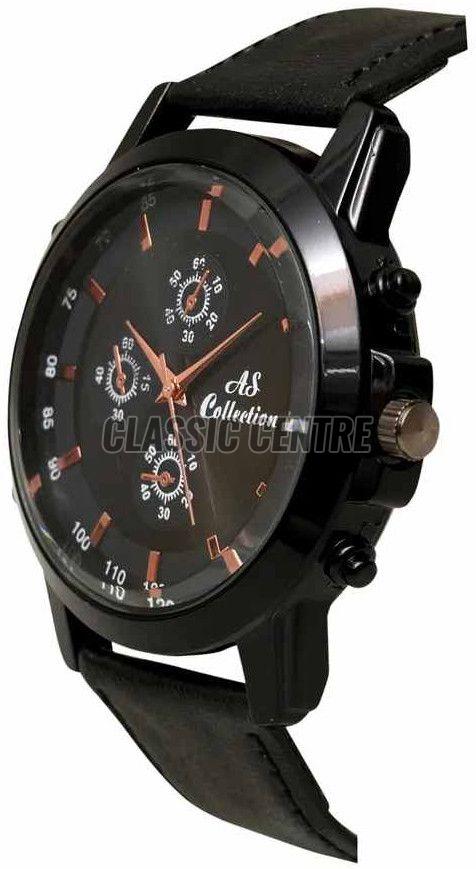 Black Premium Leather Strap Watch